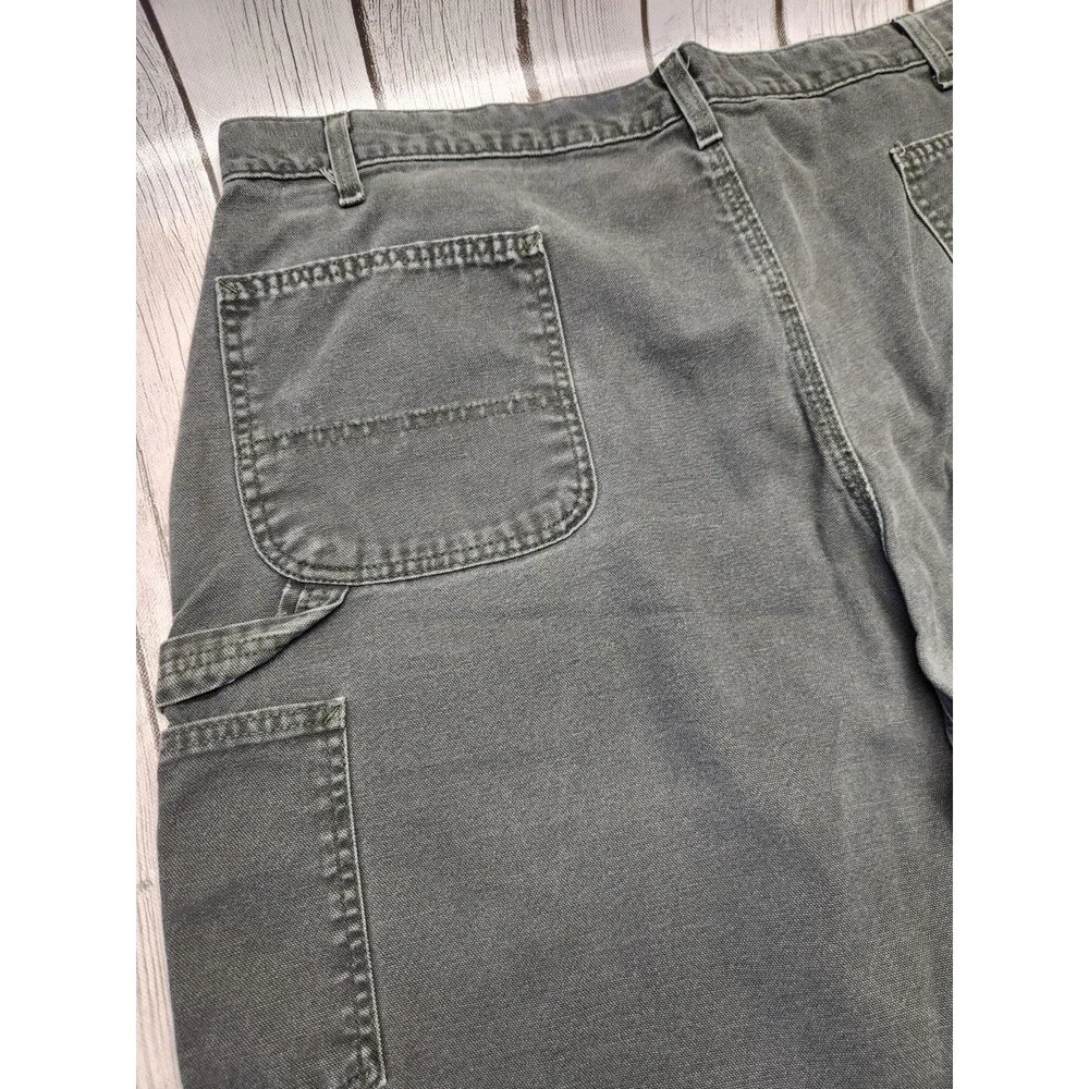 Carhartt B149 OLD Mens 44 Oil Green Canvas Carpenter Cargo Shorts Y2K Vintage